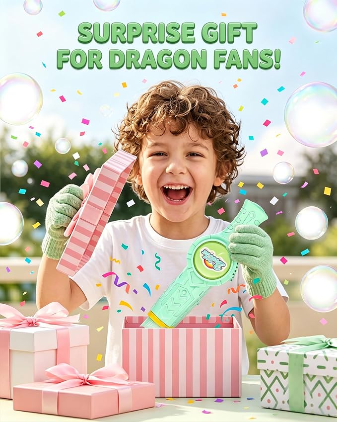 Fog Bubble Machine, Smoke Bubble Wand Machine Rechargeable with Lights & Sound Fog Game for Parties, Beaches, Summe (Green)
