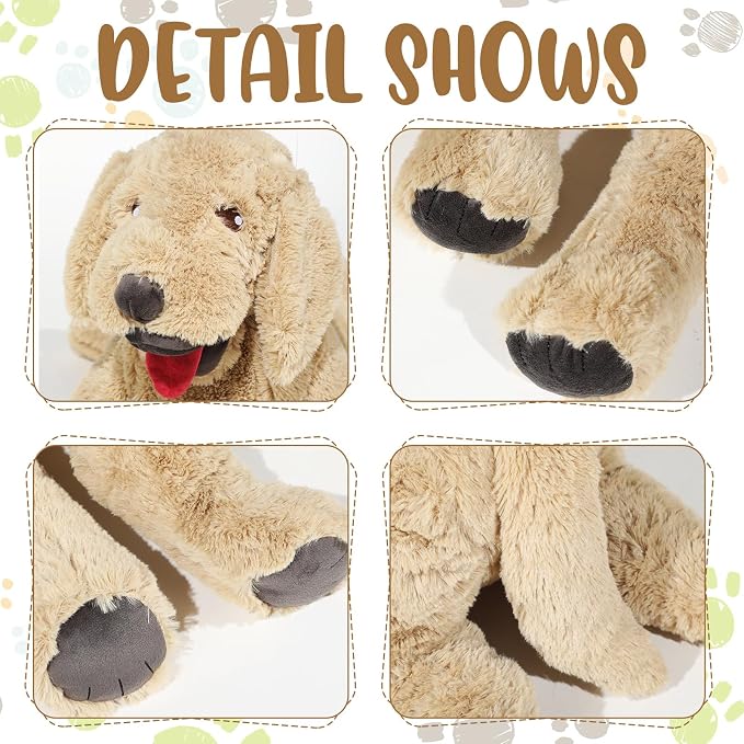 Geosar 15.7" Dog Stuffed Animals Plush, Soft Cuddly Golden Retriever Plush Toys, Large Stuffed Dog Hugging Pillow Gifts for Valentines Kids Girls Boys Birthday