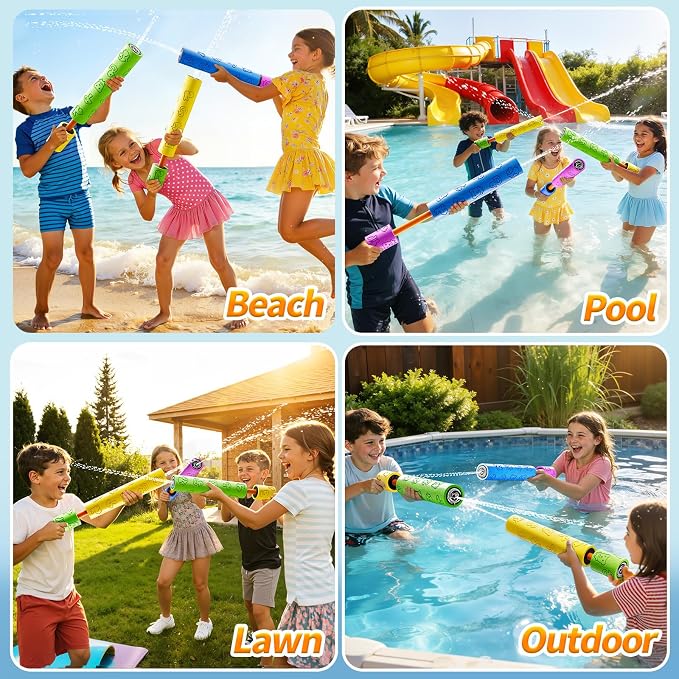 6 Pack Water Guns for Kids Adults, Pool Toy for Boys Girls Ages 4-8 8-12, Ideas Gift Toys for Summer Outdoor Swimming Pool Backyard Beach Water Game