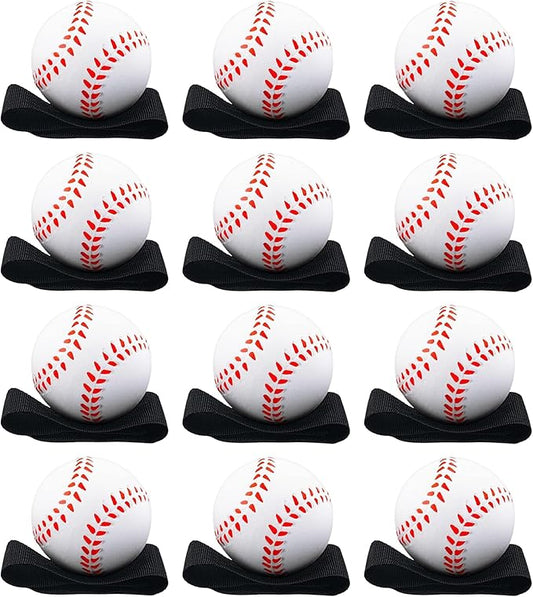 Playbees Reactive Practice Baseballs (12 Pack) – Wrist Return Training Balls with Elastic Cord – Ideal for Hand-Eye Coordination, Spring Training & Kids Outdoor Fun – Party Favors for Boys & Girls