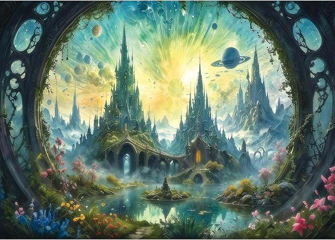 Science Fiction Landscape Jigsaw Puzzle for Adults - Fantasy 1000 Piece with Letters on Back - Challenging Family Game Gift - Finished Size 26.75 x 19.75