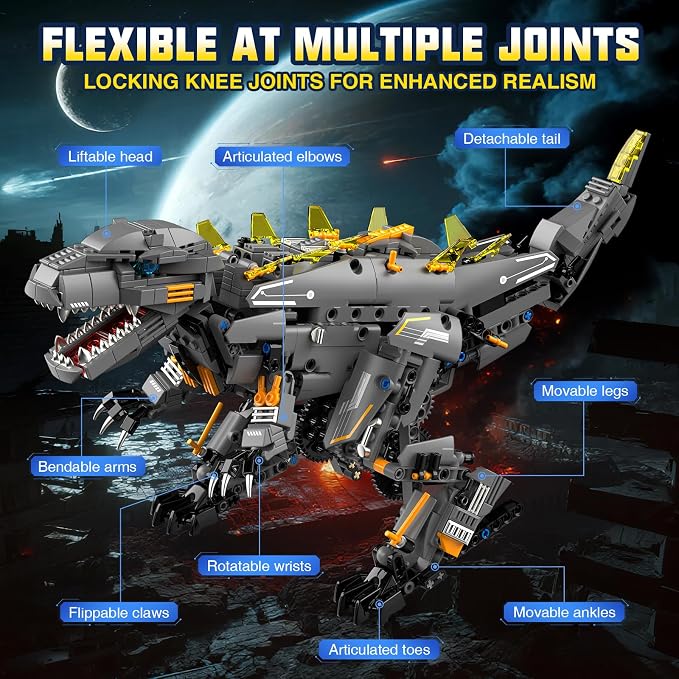 ADUSRIZ Dinasour Toys for Kids Building Set, 935 PCS App & Remote Control Robotics Kit, 5-in-1 Tyrannosaurus/Triceratop/Crocodile/Robot/Monster STEM Toys for Boys Girls Age 6 7 8 9 10 11 12+ Year Old