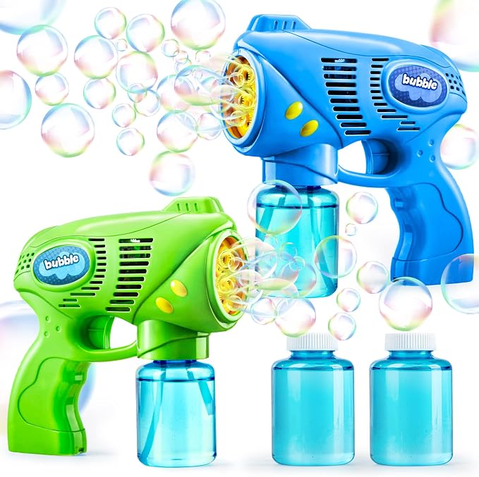 JOYIN 2 Kids Bubble Gun with 2 Bottles Refill Solution, Bubble Machine Gun for Toddlers Kids 4-8, Party Favors, Summer Toy, Outdoors, Easter, Birthday Gift
