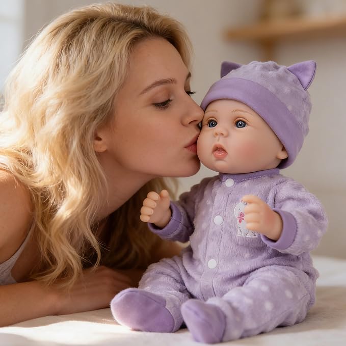 Milidool Lifelike Reborn Baby Dolls Girl-18 inch Realistic Newborn Baby Dolls for Kids Age 3 +,Purple Clothes