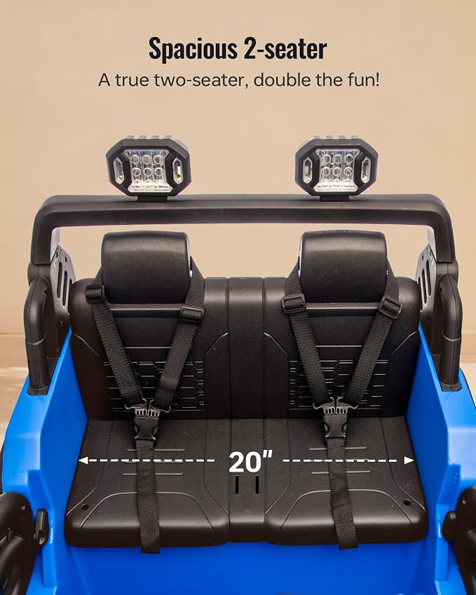 Outfunny 2 Seater Ride on Car Toy, 24V 4WD Electric Car for Kids 4-8 with Remote Control, 4x200W Motors, Capacity 150 lb - Blue