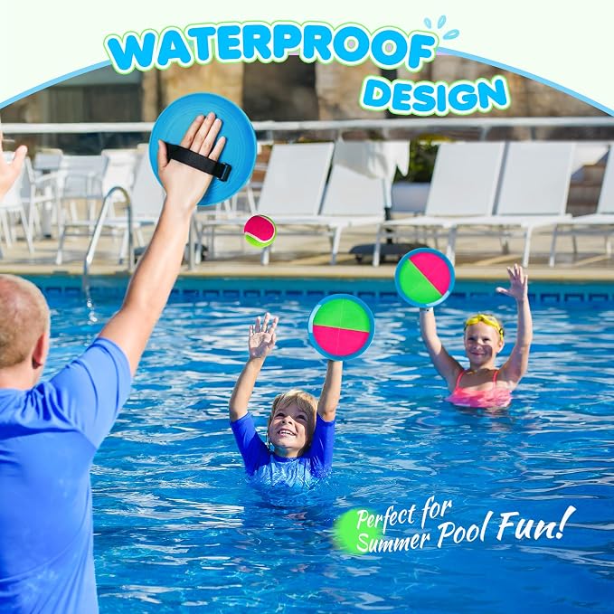 TEILLNET Toss and Catch Ball Set Upgraded - Beach Toys Outdoor Games Baseball Games - Sturdy & Water-Resistant for Pool Yard - Classic Gift for Toddlers Kids Boys Girls 3 4 5 6 7 8 9 10 11 12+ Years
