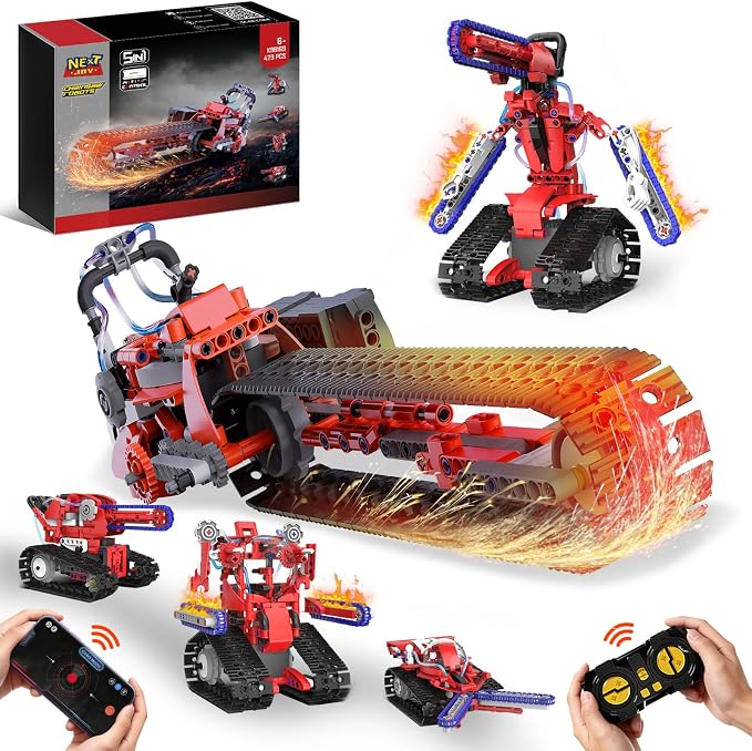 STEM Robot kit for Kids Ages 8-12, 5 In1 Science Building Blocks Kit | Remote & App Control Chainsaw Robot Toys, Technic Engineering Construction Sets for Kids 8 9 10 11 12 13 (429PCS)