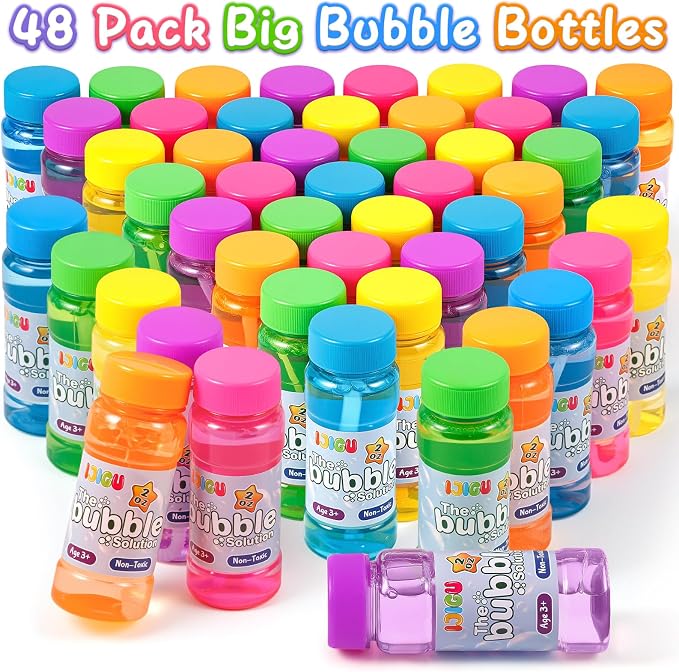 IJIGU Bubble Bottles 36 Pack (2oz), Bubbles for Kids, Bubble Solution with Bulk Wands in 6 Colors as Party Favors for Toddlers 1-3, Summer Outdoor Toy Gift for Boys & Girls