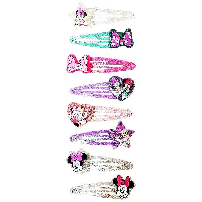 Disney Minnie Kids Hair Clips for Girls Snap Clips 8 Pack Multi Color Ages 3+