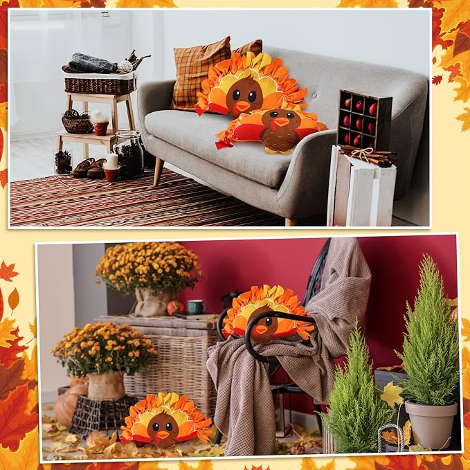 Weysat 6 Sets Thanksgiving Fall Turkey Tied Pillow Craft Kit DIY Turkey Pillow Craft Gifts with PP Cotton for Fall Harvest Thanksgiving Party Decor VBS School Favors Classroom Giveaways