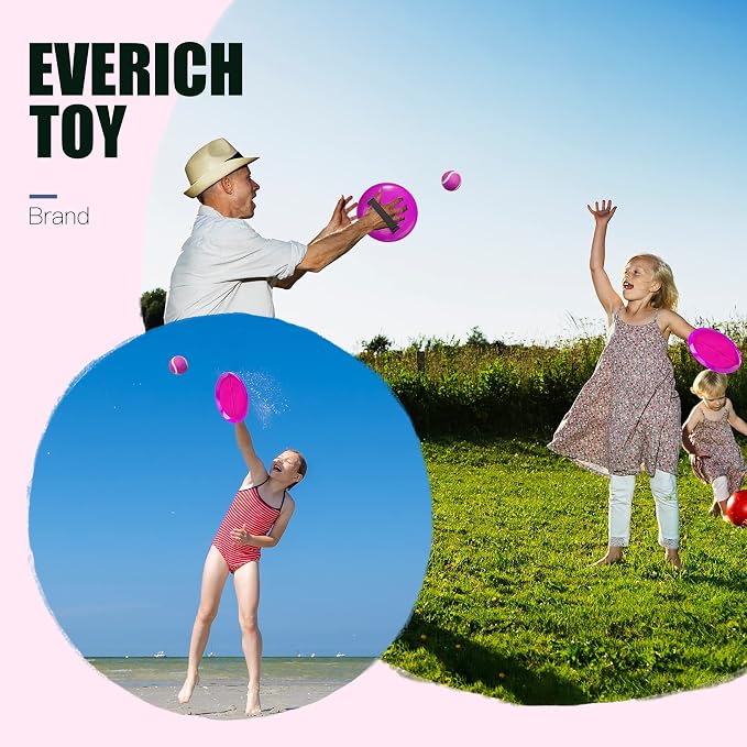 Toss and Catch Ball Game Set, Upgraded Sticky Paddle Ball Set for Kids & Toddlers, Sturdy & Water-Resistant Outdoor Backyard Beach Pool Toy, Birthday Gift for Boys Girls Ages 3-12