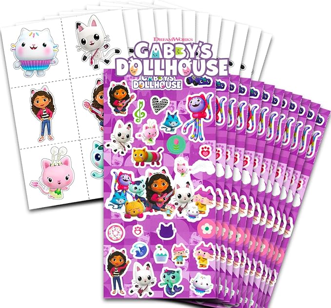 Gabby's Dollhouse Stickers and Tattoos Set for Kids - Bundle with 12 Sticker Sheets and 12 Tattoo Sheets | Gabby's Dollhouse Art Supplies for Girls