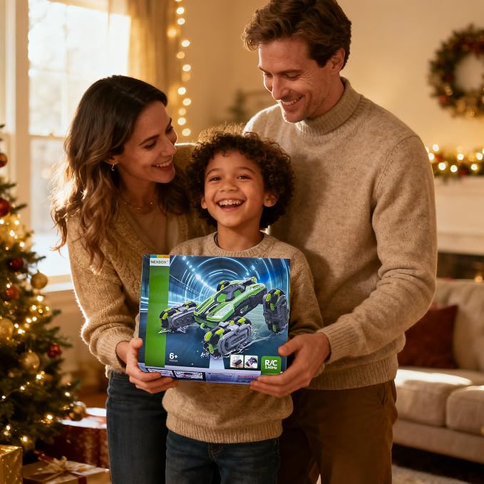 NEXBOX 8WD Remote Control Car Toys for Kids, Gesture Sensing RC Stunt Truck | Birthday Gifts, Great for Boys Age 6-12, Cool Toys with Lights Music Spray, Transformable & Durable