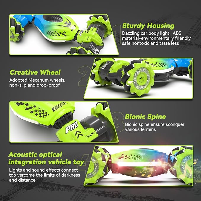 Dysaim Gesture RC Car Hand Controlled Stunt Car for 6-12 yr Boys Girls, 2.4GHz Remote Control Gesture Sensor Toy Drift Twist with Light Music for Kids Birthday Xmas Gift