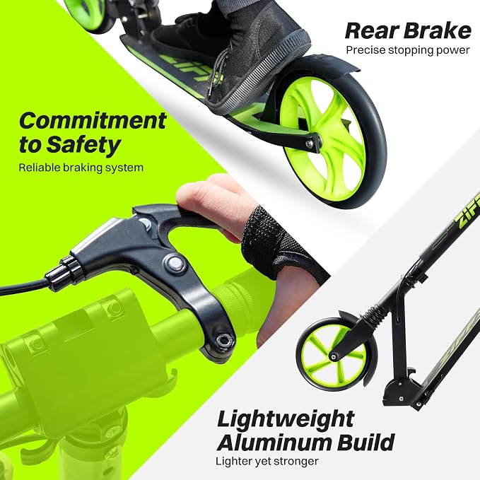 JOVA ZIFFY Scooter for Kids with Hand Brake, Foldable Kick Scooter for Ages 6-12, Lightweight Scooter for Boys with 4 Adjustable Heights, ABEC9 Bearings, Supports Up to 220 lbs