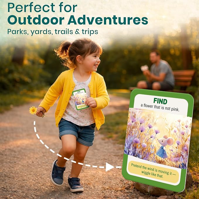 QUOKKA Scavenger Hunt Game for Kids Ages 4–8 – Outdoor Adventure Card Set with 100 Creative Tasks for Camping, Backyard Play & Summer Activities