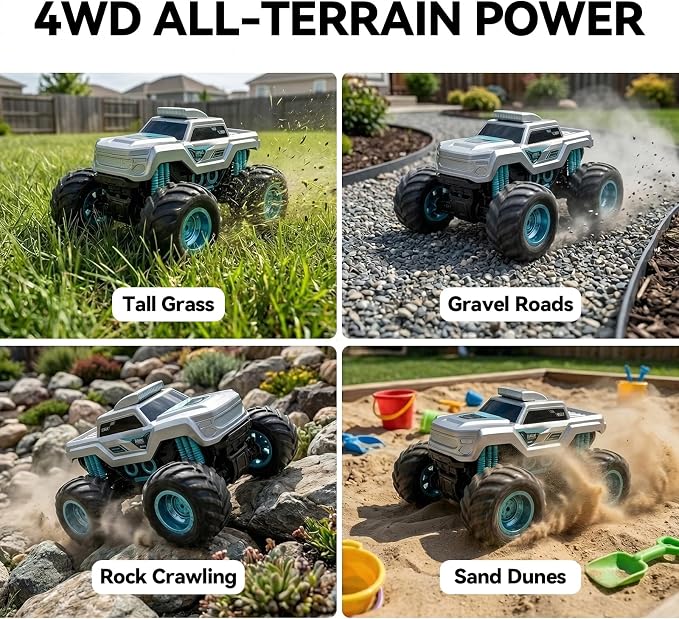 1:14 Amphibious Remote Control Car with Gyro Stabilizer, 4WD Waterproof All Terrain RC Monster Truck, 2.4 GHz Off-Road Toys for Boys Kids Christmas Birthday Gifts Ages 6+