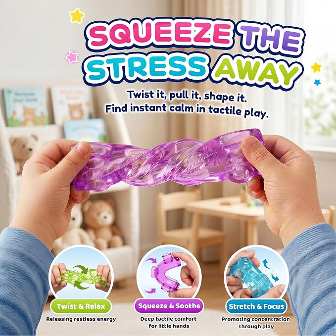 Gummy Bloc 57 PCS Soft Glow in The Dark Building Blocks for Toddlers, Dream City Glow Starter Kit, Squishy Sensory Stacking Toy with 2 Buildable Vehicles, Montessori STEM Preschool Gift for Boys Girls