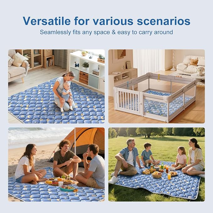 Odorless Premium Foam Baby Play Mat 36" x 36", Soft Microfiber Fabric Crawling Mat for Floor- Comfortable and Hypoallergenic, Non-Slip Cushioned Floor Playpen mat for Infants,Babies,Toddlers