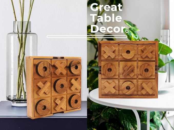 BSIRI Extra Large Tic Tac Toe Board Games - Ideal for Games, Family Games and Game Night for Adults, Farmhouse Decor for Coffee Table Decor, Unique Gifts for All Occasions (8.6 Inch)
