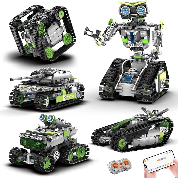 HPROMOT STEM Robot Building Sets for Kids Ages 8-16, 5-in-1 Remote Control and APP Robot Toys, 757 Pcs DIY Building Science Educational Kit, Building Block Birthday Present for Teen Boys and Girls