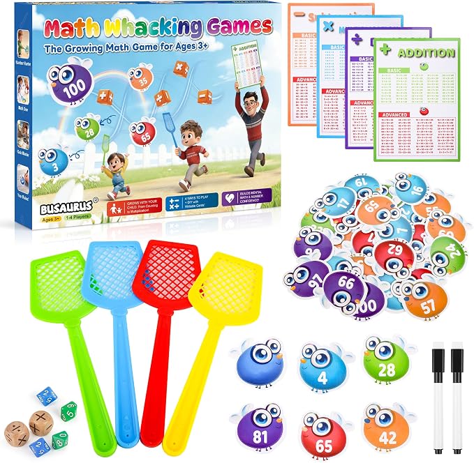 Math Swat Game for Kids, Addition Subtraction Multiplication Division, Number Recognition 1-100 Game, Math Manipulatives for Kindergarten 1st 2nd 3rd Grade, Homeschool Classroom