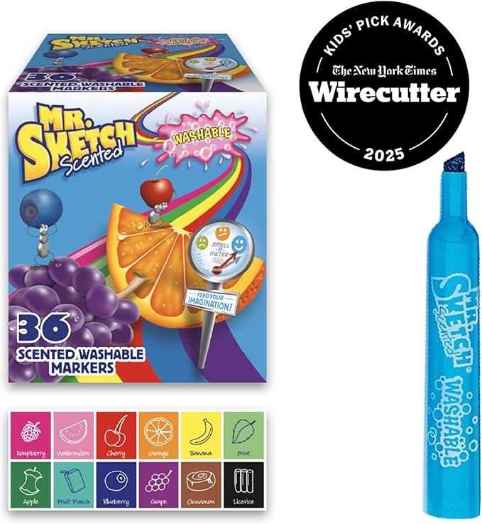 Mr. Sketch Scented Washable Markers, Chisel Tip Marker, Assorted Colors, Fun for Kids, Coloring, Spark Creativity, Arts & Crafts, 2 Count (Pack of 108)