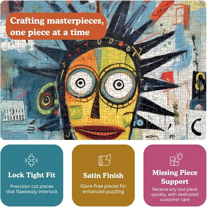 Cross & Glory - Cosmic Codex of Colors - 1000 Piece Jigsaw Puzzle for Adults | Neo-Expressionism Art | Vibrant | Coolest Brain-Teasing Puzzle