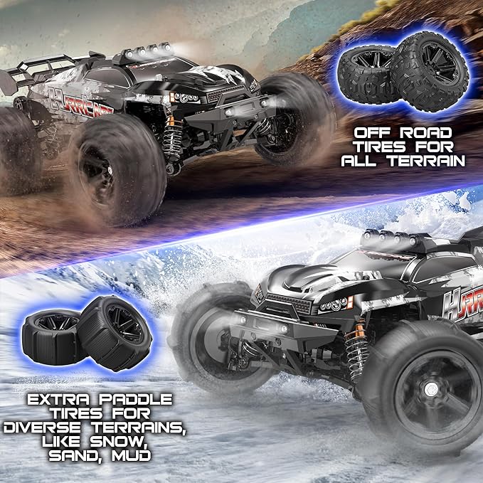 X-TMAGA 1:14 Scale All Terrain RC Cars for Adults & Boys (HS14323), Max Fast 40+ KPH, 4WD Off-Road RC Truck for Snow & Sand & Mud, 4X4 Waterproof Remote Control Car with 2 Rechargeable Batteries