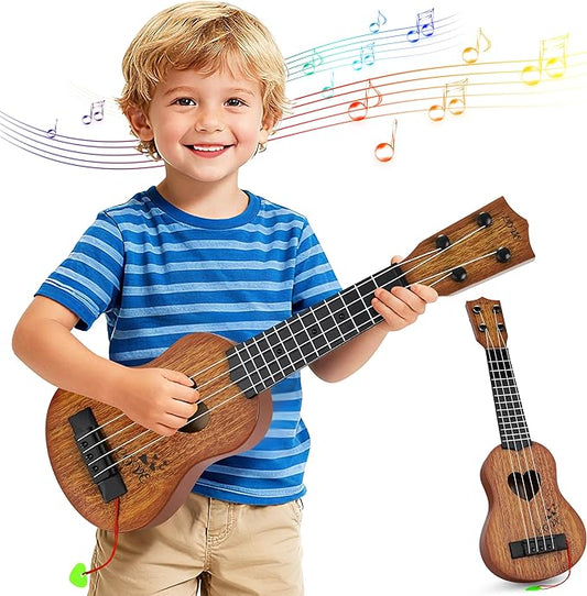 YEZI Classical Ukulele for Kids, Mini Toddler Guitar Toy with Pick, Educational Musical Instrument for Preschool Boys Girls, Early Learning Music Toy for Ages 3 4 5 6+ Years Old, Maroon