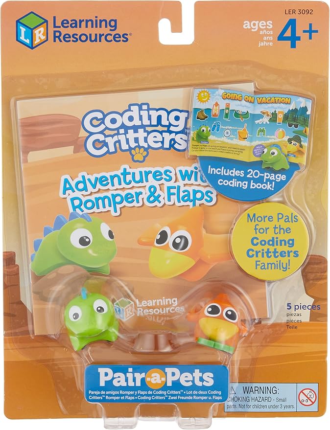 Learning Resources Coding Critters Pair-A-Pets Dinos Romper & Flaps, Screen-Free Toy, Interactive STEM Pet, Kids Dinosaur Toy, 5 pieces, Ages 4+