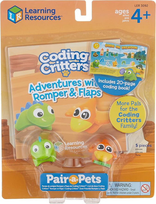 Learning Resources Coding Critters Pair-A-Pets Dinos Romper & Flaps, Screen-Free Toy, Interactive STEM Pet, Kids Dinosaur Toy, 5 pieces, Ages 4+