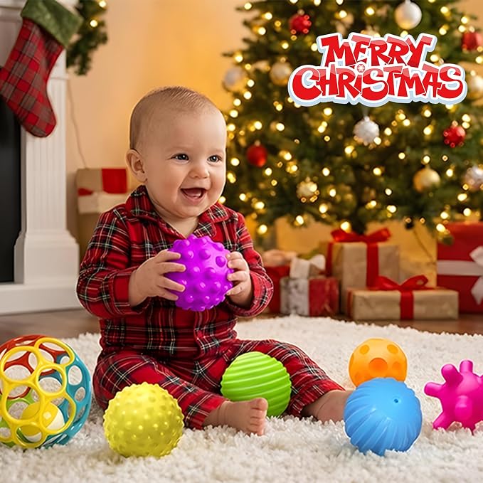 Sensory Balls for Toddlers 1-3, Sensory Baby Toys 6-12 Months, Infant Squeeze Sensory Toys,Baby Rattle Ball, Baby Teething Sensory Montessori Toys Soft Chew Toy with Rattles for Babies | 6-Pack Infant Squeeze Ball, Baby Rattles, Baby Soft Chew Toys, Gi...