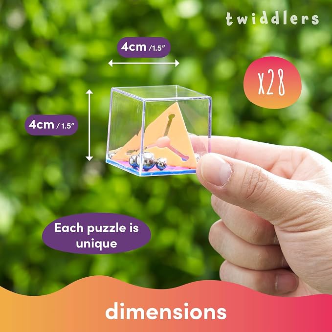 THE TWIDDLERS 28 Pack Brain Teaser Puzzle Cubes, Kids Party Favors - Assorted Difficulty Levels, Christmas Goodie Bag Fillers, Birthday Party Toys, Educational Classroom Prizes, Gifts for Boys & Girls