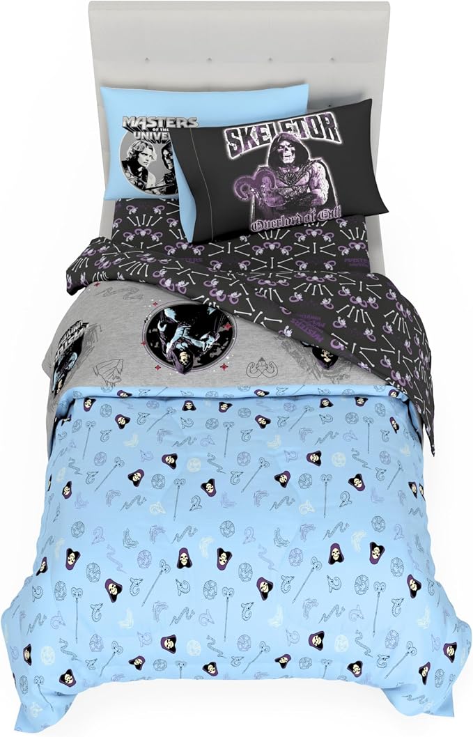 Masters of The Universe Movie Skelator Bedding Set, Twin Size 5 Piece Comforter and Sheet Set with Sham, (Officially Licensed Product) by Franco