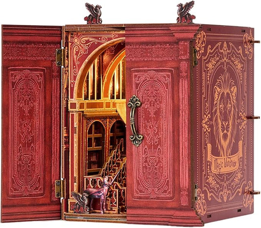 DIY Miniature Dollhouse Kit,3D Wooden Puzzles for Adults to Build, Birthday/Christmas Day Gift for Fantasy Fans,Magic Castle with LED Lights,Magic Wardrobe
