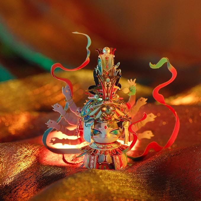 MU 3D Metal Puzzles Assembling Buddhist Kwan Yin Statue Kitty Cat Figures, Zen Gift Cultural Relic Replicas The Flying Apsaras Metal Model Kits Building, Hobby Collectables Presents Home Desk Decor