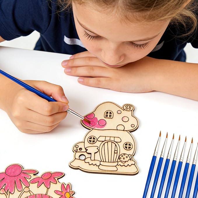 Xvvti 12PCS Fairy Party Favors- DIY Fairy Wood Painting Kits with Art Supplies – Fun Thank You Gifts, Birthday Party& Goodie Bag Stuffer