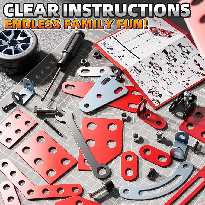 Metal Model Racing Car Kits - STEM Projects for Kids Ages 8-12, Assembly Educational Building Toys Model Car Toys for Kids Boys Girls 8 9 10 11 12 Years Old