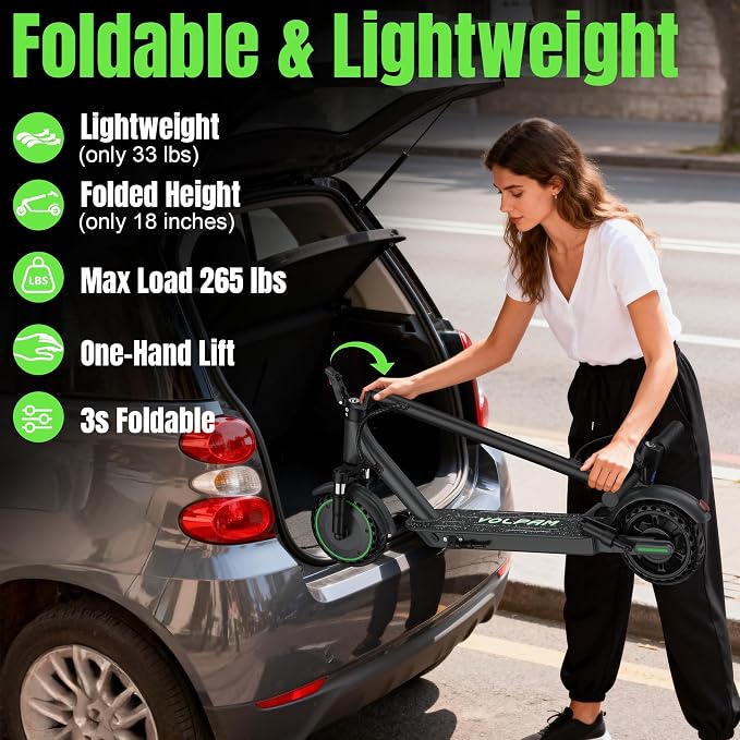 VOLPAM Electric Scooter, 350W/500W/800W/1000W/250W Powerful Motor & 19/22/ 9 MPH Top Speed, 16-28-10 Miles Long Range, Folding E Scooter Choice