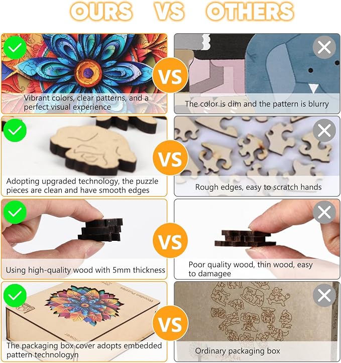 Leodozzio Puzzles for Adults 200 Pieces, Color Flower Wooden Jigsaw Puzzles, 5MM Thick Unique Plants Shaped Wooden Puzzle, Birthday Gift Family Game, 11.3x11.4 Inch