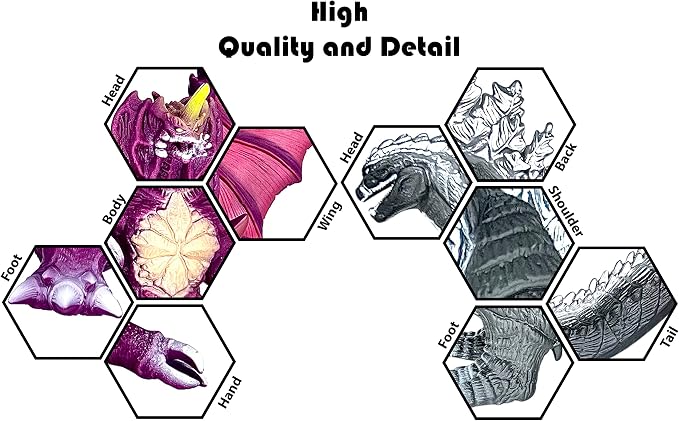 TwCare Set of 2 Monster Ultima vs Destoroyah Singular Point vs Destroyah Figure King of The Monsters Toys, Movable Joints Action Movie Dragon Dinosaur Series Soft Vinyl, Carry Bag