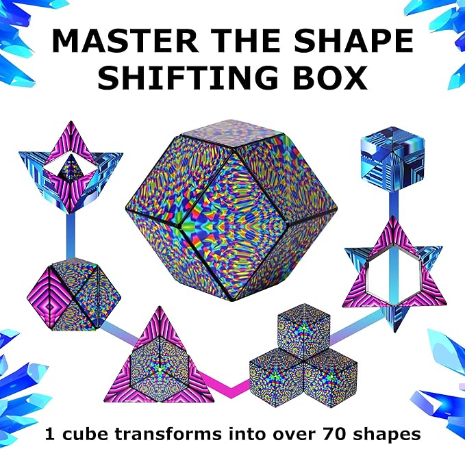 Shashibo DODECA Magnetic Puzzle Cube, Sensory Fidget Toy for Adults & Kids, Stress Relief Fidget Toy for All Ages, Cool Fidget Toys for Desk, Shape Shifting Box, 100+ Possible Shapes