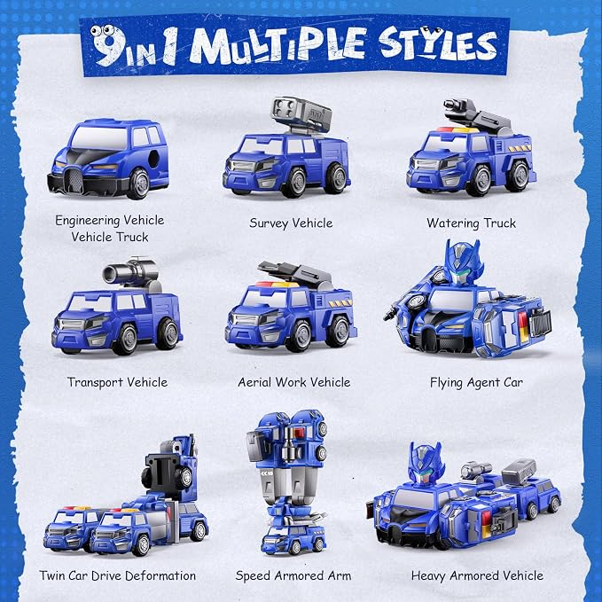 5-in-1 Transform Toys for Boys 4-6, Ideals Gifts for 3 4 5 Year Old Boys, Easy DIY Assembly, Toys for Boy, 3 4 5 6 Year Old Boy Birthday Gifts, 3 4 5 Year Old Boy Toys, Magnetic Robot Toys For Kids