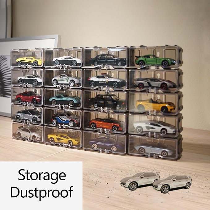 Toys Organizer Storage Case for Hot Wheels Car, for Matchbox Cars, for Mini Cars,1/64 Scale Hot Toy Wheels Display Case Holds 10/40 Cars，Interlocking Hot Car Wheels Storage (Black 10 PCS)