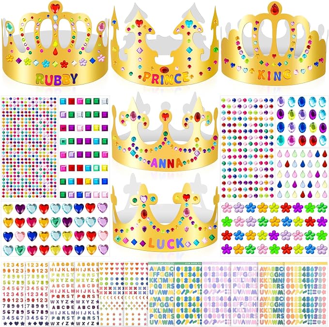 Gold Paper Crowns, Diy Birthday King Crowns Craft to Decorate, Paper Prince Princess Crown Hats for School Classroom