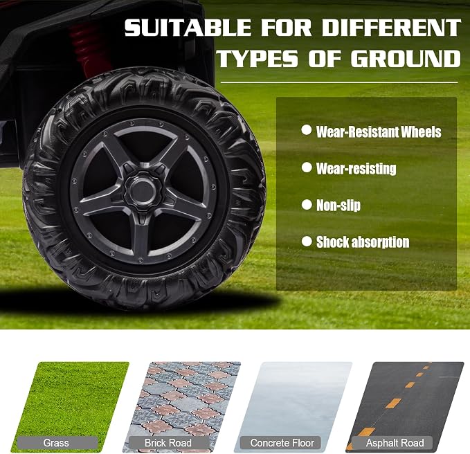4WD UTV 24V Ride On Toys for Big Kids Ride On 2 Seater Ride On Toys Kids | 2 Seater Ride On Car for Kids Side-by-Side UTV Electric Cars for Kids Electric Ride Car Ride On Toys for Kids 4-8