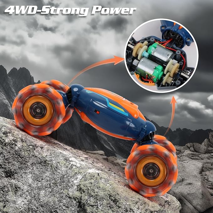 Gesture Sensing RC Stunt Car - Boys Girls Toys Age 6-8-12, 4WD Hand Controlled Remote Control Twist Car with Light & Music,Cool Birthday presents and Ideas Gifts for Kids Age 6 7 8 9 10 11 12 YearsOld