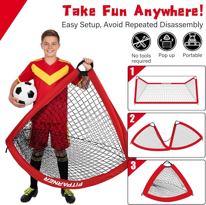 Soccer Goal,Backyard Soccer Goals for Kids 2 Pack,4x3/6x4 FT Portable Toddler Soccer Nets with Target,Ball & Cones,Soccer Training Equipment for Kids Youth Outdoor Games,Sports,Play