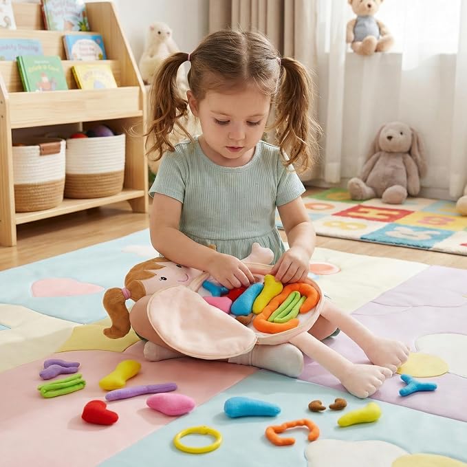 June Garden 18" Little Patient Emily Plush Anatomy Doll - Soft Educational Toy with Removable Human Organs - Learn Basic Anatomy for Toddlers and Kids